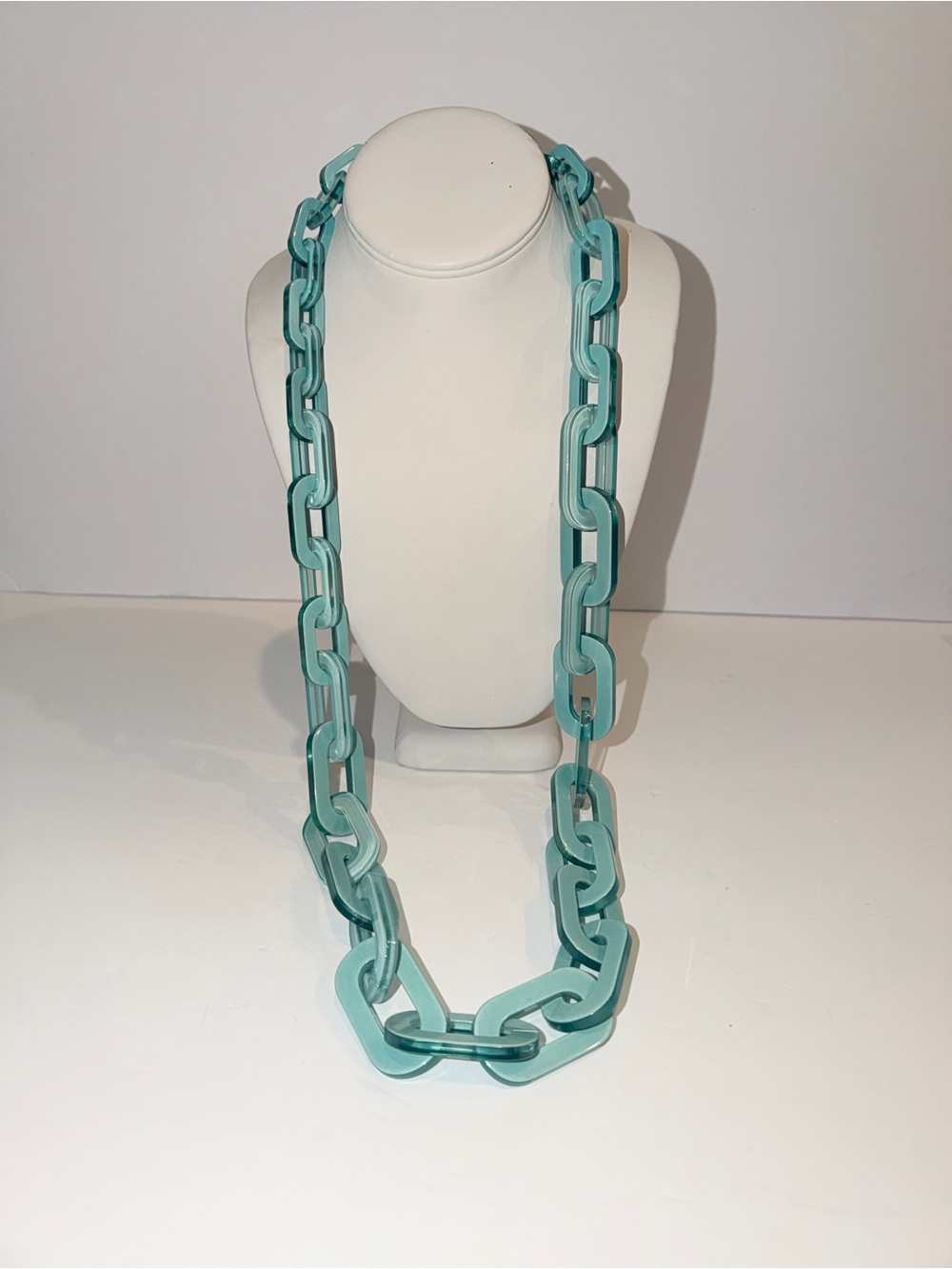 Rara Avis CN Chunky Acrylic Long Link Chain Necklace in Mint Blue